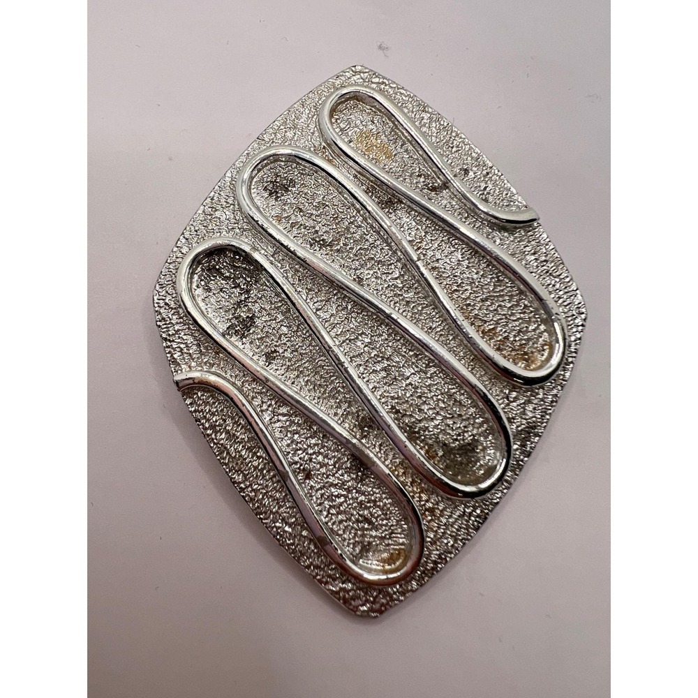Vintage 1960s Sarah Coventry "Silvery Nile" Silver Tone Abstract Brooch Pendant